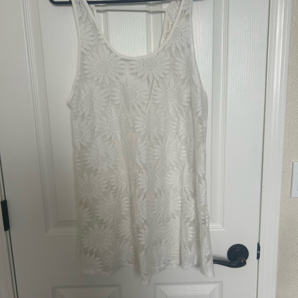 Francesca's Collections Cream Sunflower Lace Swim Coverup